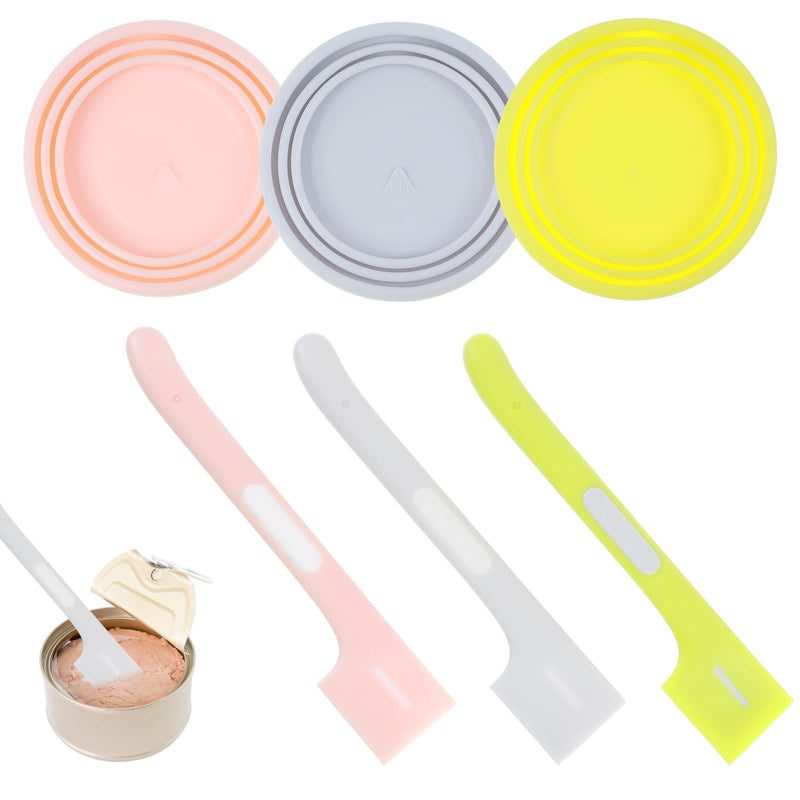 Lusofie Cat Food Can Covers Lids Silicone Wet Cat Food Lid with Food Mixing Spoons Pet Food Can Covers Fits 3 Sizes (3 Lids 3 Spoons) - BeesActive Australia