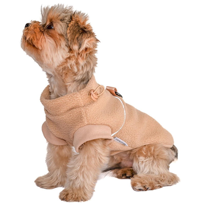 Fleece Puppy Sweater,Warm Pullover Fleece Dog Jacket with D-Ring,Winter Small Dog Sweater Coat,Cold Weather Dog Clothes for Small Dogs Teacup Dog Chihuahua Yorkie Boy or Girl-Light Brown S Small for 2.2-4.5 lbs Light Brown - BeesActive Australia