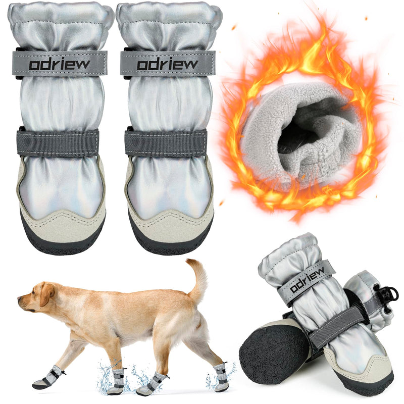 Dog Shoes Large Size Dogs, Dog Booties and Paw Protectors, 4PCS Shoes for Dogs, Rugged Anti-Slip Sole, with Night Reflective Strip for Hot Pavement and Rain or Snow Walking Hiking. (Silver, 3) Silver - BeesActive Australia