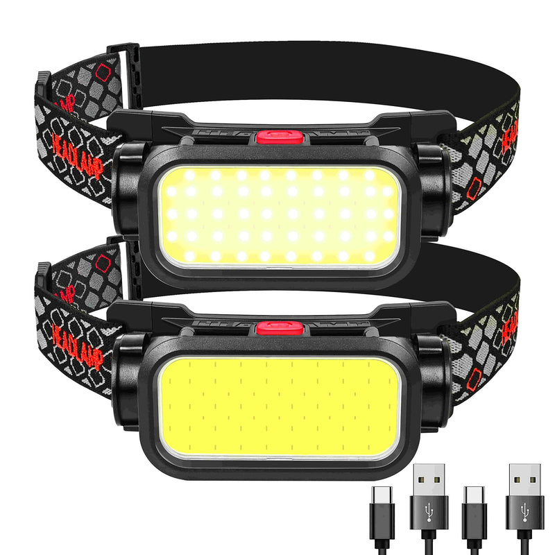 2pcs Rechargeable LED Headlamp, 8900 Lumens Super Bright Headlight with Motion Sensor, 9 Modes Zoomable Head Lamp, 180°Adjustable, IPX7 Waterproof Head Lamp for Camping, Running, Climbing, Hiking 2