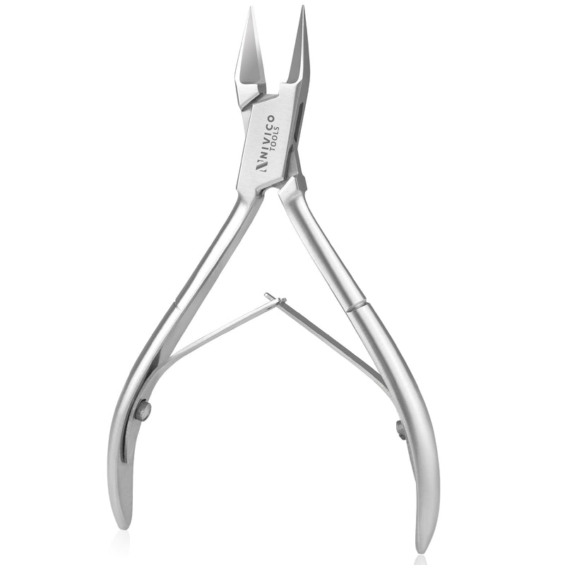 NIVICO Nail Cutter Corner Nipper Ingrown Toenail Trimmer 5" - 13cm Double Leaf Wire Spring, Podiatry Stainless Steel Nail Nippers, Professional Nail Cutter for Thick Toenails for Seniors