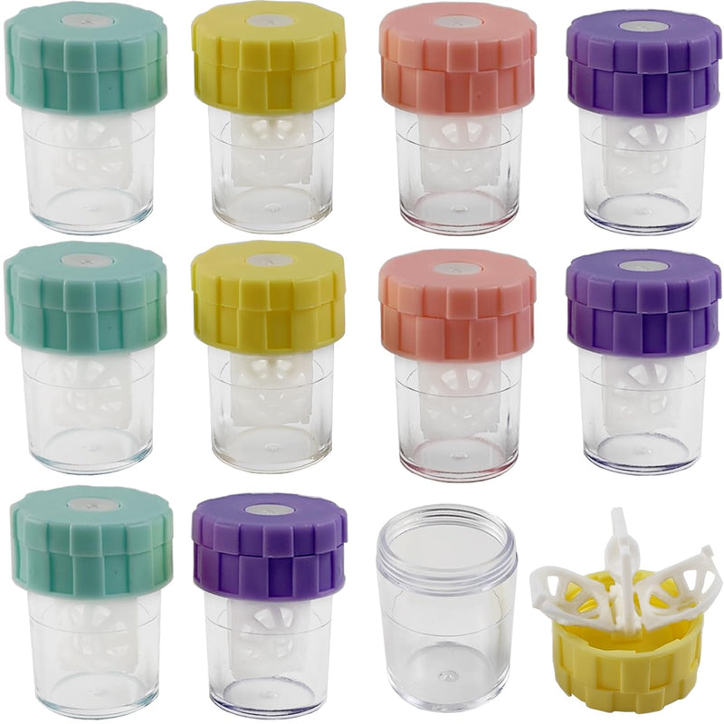 10PCS Manually Contact Lens Washer Cleaner, Lens Cleaning Container for Everyday Use, Contact Lens Cases, Contact Lens Soak Storage Kit for Travel Home