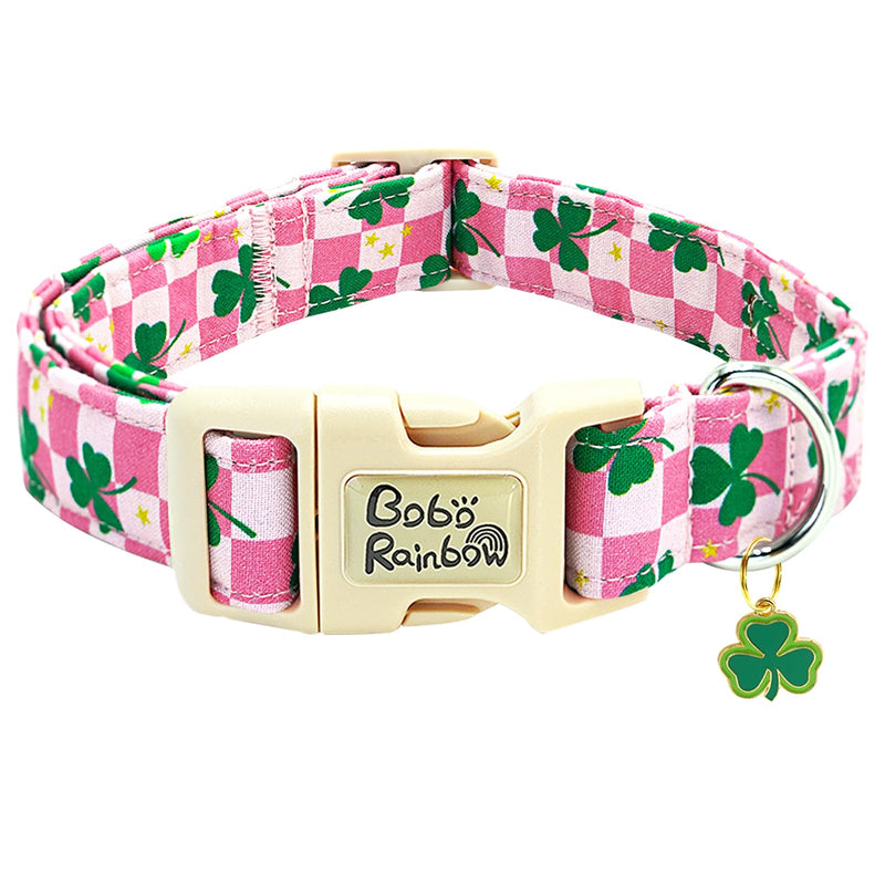 St Patrick's Day Dog Collar-Trefoil Dog Collar Spring Pet Collar Adjustable Cute Pet Collar Soft Pink Dog Collar Holiday Puppy Collar Geen Cotton Necklace Gift for Large Dogs Large (Pack of 1) TrefoilⅡ - BeesActive Australia