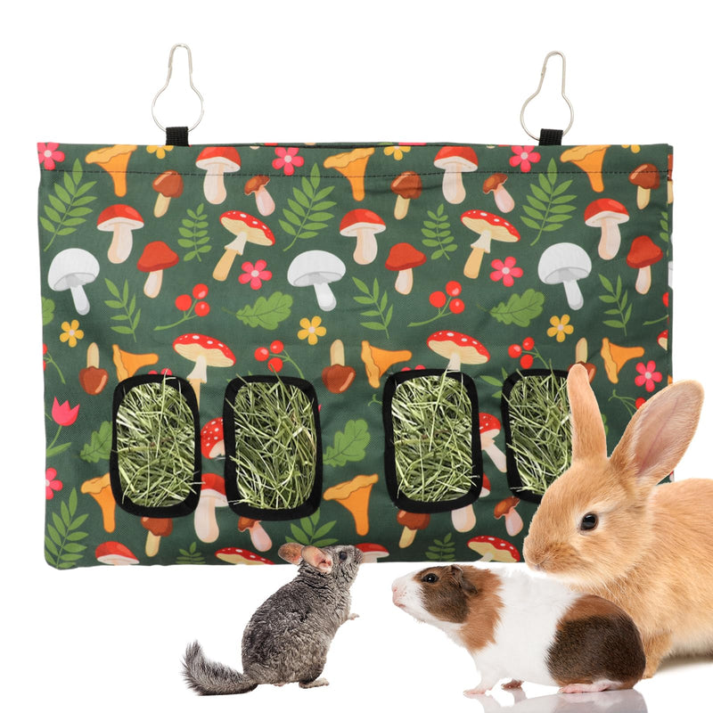 Rabbit Hay Feeder Bag with 4 Holes Mushroom Guinea Pig Hanging Hay Feeding Bag Storage Dispenser for Chinchilla Hamster Bunny Small Animal Pet - BeesActive Australia