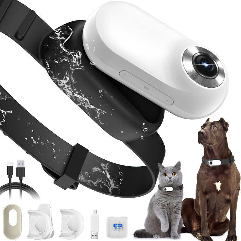 HD 1080P Dog Tracker Collar, No WiFi Needed Cat Collars Camera Sport/Action Camera with Video Records, Mini Body Cam Indoor/Outdoor Wireless Collar Pet Supplies/Stuff Designed for Dogs Birthday Gift - BeesActive Australia