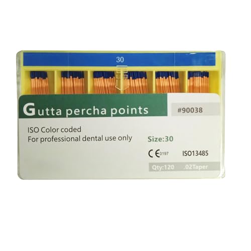 Gutta Percha Points, 120PCS Absorbent Paper Points, #30, 02 Taper. Spill-Proof Box
