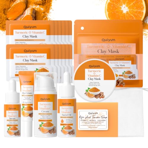 QUIYUM Turmeric Vit-C Skin Care Set, Beauty Gift Sets, Skincare for Women 16pc