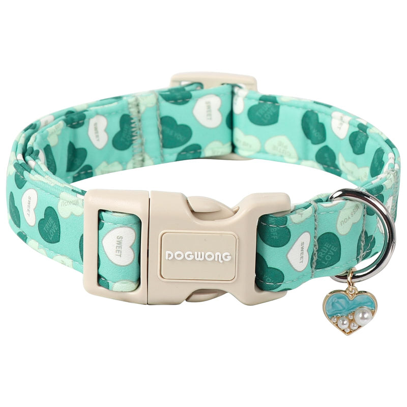 DOGWONG Valentine's Day Dog Collar, Green Heart Dog Collar Adjustable Soft Cute Pet Dog Collar Cute Heart Valentine Puppy Necklace for Small Medium Large Dog - BeesActive Australia