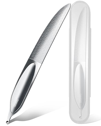 EBEWANLI Curved Nail File, Toenail File for Thick Toenails, 4.9inch Double Sided Metal Nail File, Stainless Steels Toe Nail Files for Thick Nails, Heavy Duty Fingernail File for Men and Woman