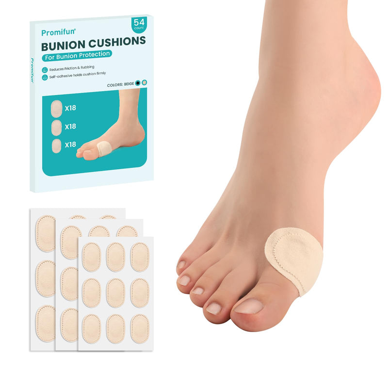 Bunion Pain Relief Pads to Wear with Shoes - 54 ct Bunion Cushion - Moleskin Protect Feet for Men and Women - Water-Resistant Self-Stick Adhesive (Multi-Size) 54 Count ( Multi-size)