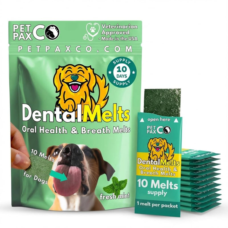 Bad Breath Oral Support for Dogs 5 in 1 – 10 Oral Melts – Natural Sage, Spirulina, Apple Cider Vinegar – Dog Dental Care Products & Breath Freshener – Fast Dissolving Dog Breath Treats 10 Strips