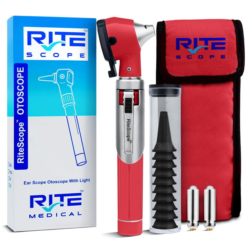 Otoscope with Light - Complete Set of Ear Scope for Examination at Home - Ear Infection Detector - Red - BeesActive Australia