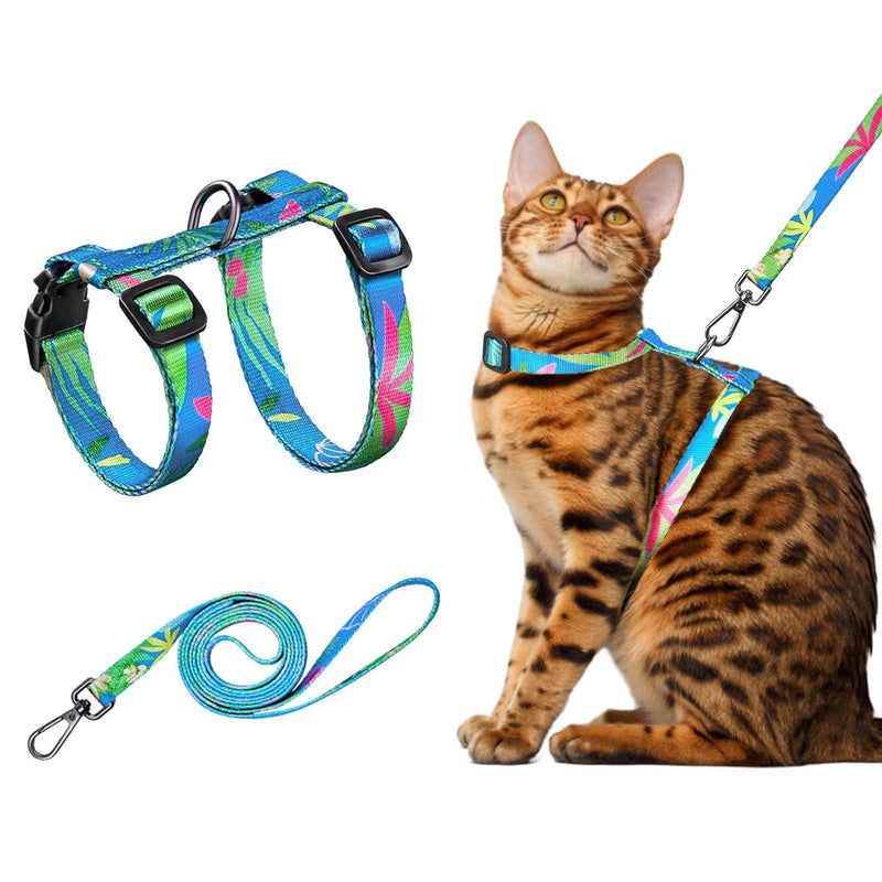 Adjustable Cat Leash and Leash Set Soft and Lightweight, Safe and Easy to use. (Green, M) green Medium - BeesActive Australia