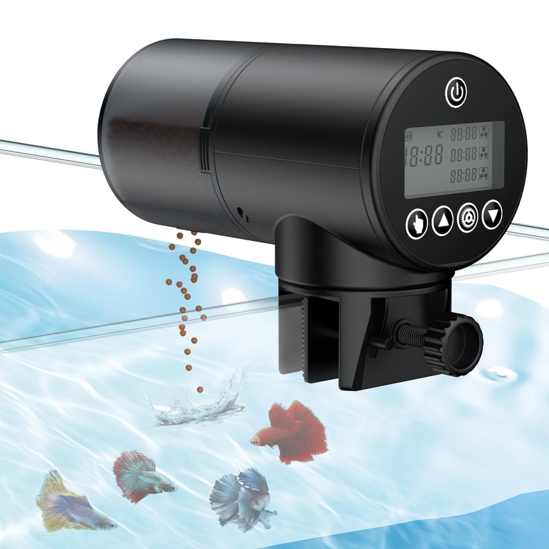 Pawfly 200 ml Automatic Fish Dispenser for Aquarium USB Rechargeable Timer for Fish Tank Adjustable Vocation & Holiday Auto Fish Food Feeder for Pellets Flakes & Strips 200 ml (USB Rechargeable) - BeesActive Australia
