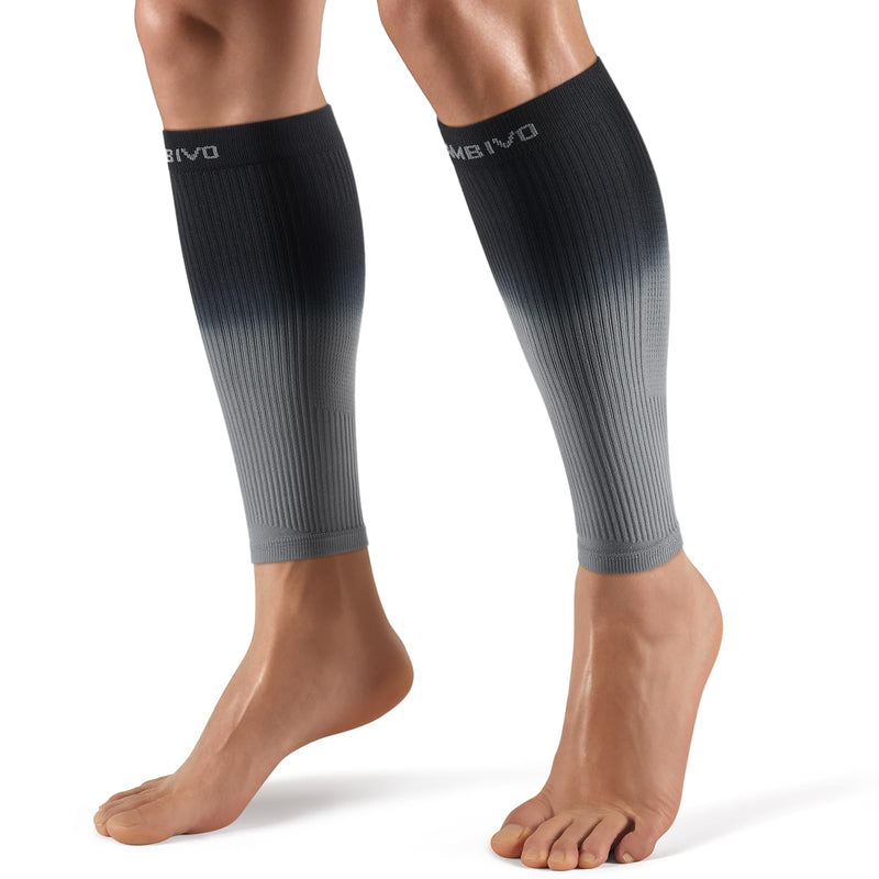 CAMBIVO Gradient Calf Compression Sleeves, 20-30 mmHg Medical Footless Compression Socks for Shin Splints, Leg Fatigue, Travel, Running, Standing & Daily Wear – Stylish Leg Support for Men & Women Gray Large - BeesActive Australia