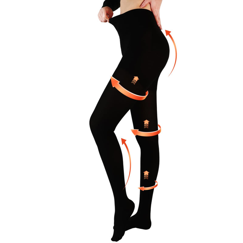 Medical Compression Tights, 20-30 mmHg Closed Toe Compression Pantyhose Black Medium