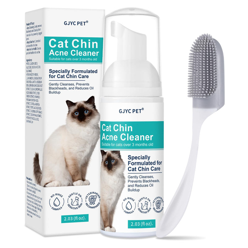 Cat Chin Acne Cleaner - No-Rinse Blackhead & Pimple Solution with Applicator Brush, Mild Formula for Feline, Safe for Sensitive Skin (2 fl. oz) - PawsPlanet Australia