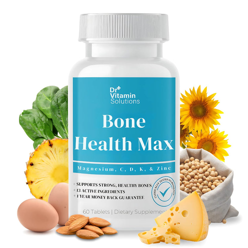 Bone Health Max - Advanced Calcium & Magnesium Supplement with Vitamin D3, Bromelain & Ipriflavone - 60 Tablets for Stronger Bones & Joint Support 1 Bottle, 60 Capsules