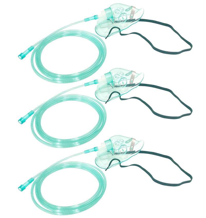 3 Pack Oxygen Mask Pediatric Standard with 6.6' Tube & Adjustable Elastic Strap - Size S S-3pcs（Child） - BeesActive Australia