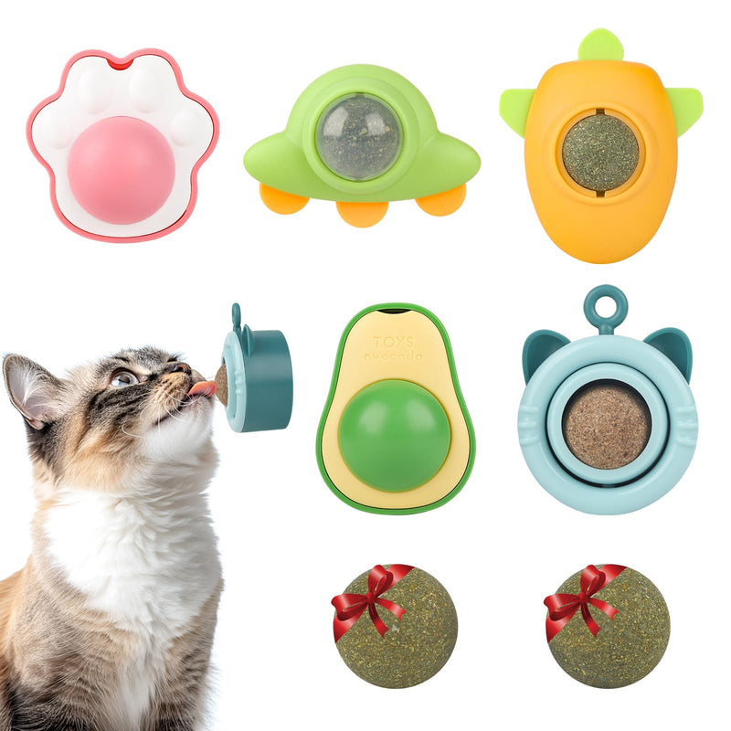 Cat Nip Ball Catnip Balls for Cat Nip Toys for Indoor Cats Catnip Balls That Stick On Wall 5 Piece(3 Catnip Balls, 2 Worm Gall Balls) with 2 Replacement Catnip Balls As Present - BeesActive Australia