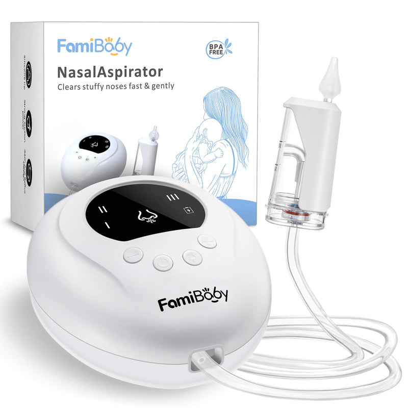 Electric Nasal Aspirator for Babies and Toddlers | Baby Nose Sucker with 3 Suction Levels | Easy-to-Clean Nose Aspirator for Babies | Portable Booger Sucker Round