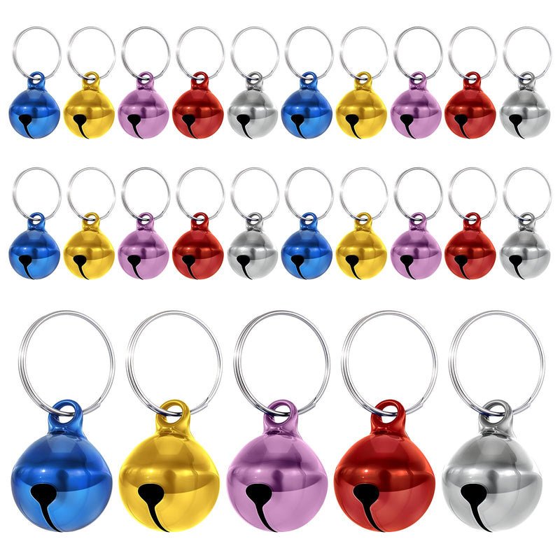 25 Pcs Colorful Pet Bells with Loud Crisp Sound, Cat Bells and Doag Collar Bells with Keyring, Anti-Lost Training Bells, Training Jingle Bell Collar Pendant, Charm Pet Pendant Accessories - BeesActive Australia