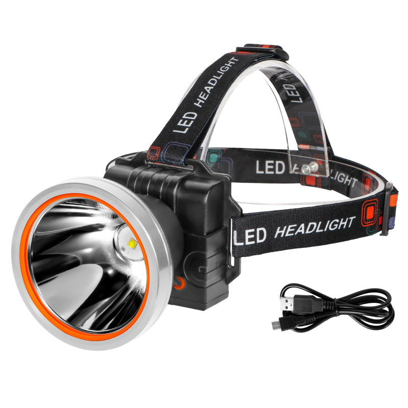 Kitness Ultra-Bright LED Headlamp,High Power Rechargeable Waterproof Headlight with 2 Light Modes for Outdoor Activities,Perfect for Camping, Hiking, Running, Emergencies (Silver Style-Yellow Light) Silver Style-Yellow Light
