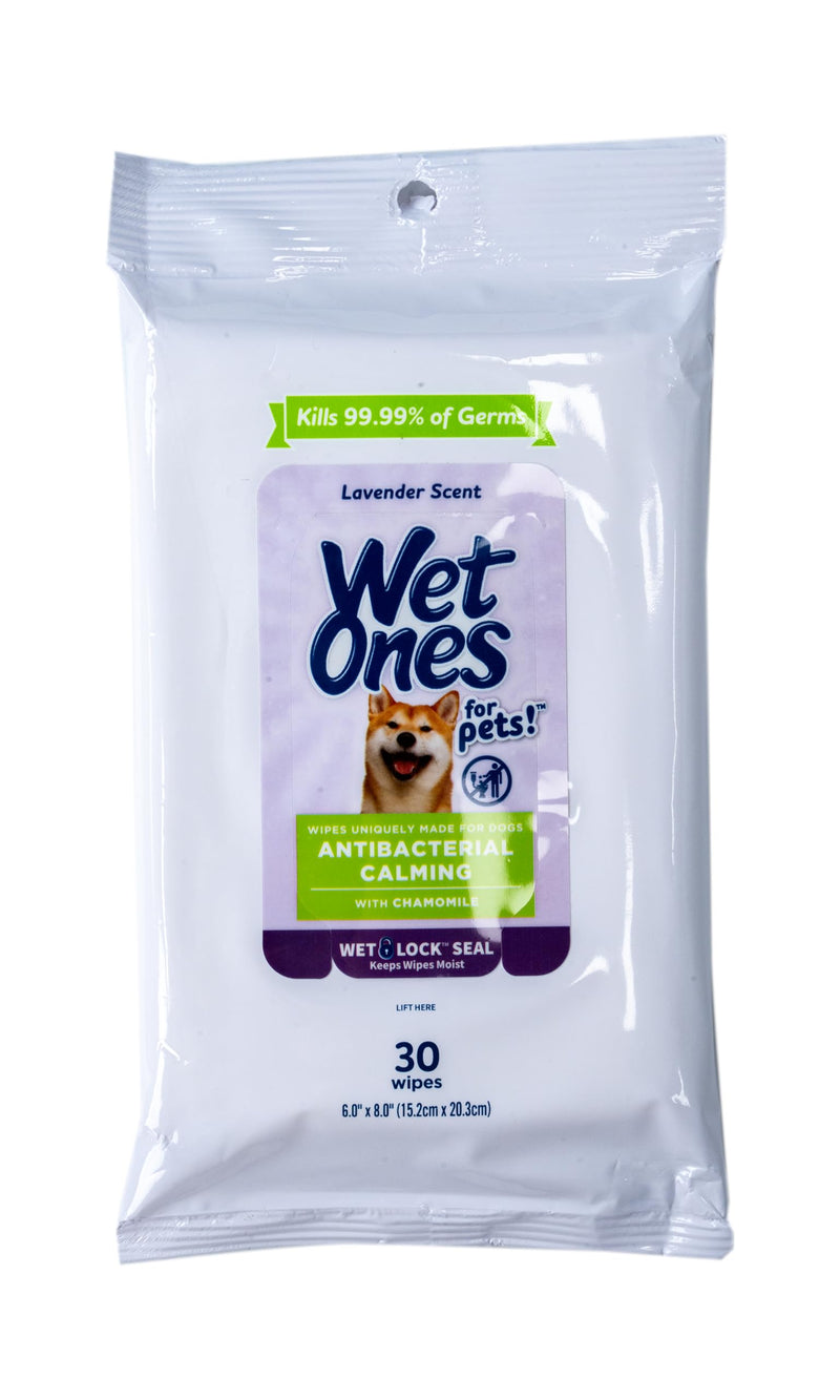 Wet Ones for Pets Antibacterial Calming Wipes with Chamomile, 30ct, Calming Lavender Scent | Dog Cleaning Wipes, Durable Disposable Dog Wipes for Paws, Scented Dog Wipes 30 Count (Pack of 1) - BeesActive Australia
