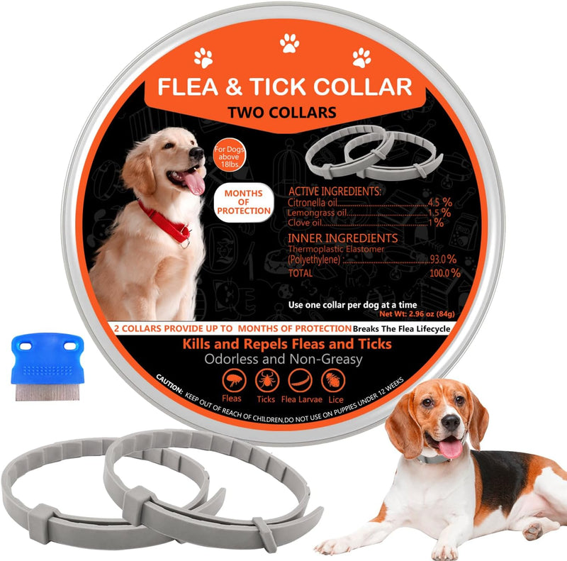 Flea and Tick Collar for Dogs, Flea Collar for Dogs, Dog Flea Collar Long Flea and Tick Prevention, Dog Flea and Tick Collar, Adjustable, Flea Collar One Size Fits All Dogs 2 Pack - BeesActive Australia