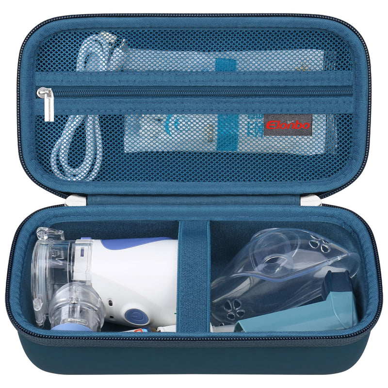 Elonbo Carrying Case for Portable Handheld Inhaler Nebulizer Machine for Adults and Kids, Asthma Inhaler Travel Case, Handheld Mesh Atomizer Machine Holder, Inhaler Spacer Bag, Dark Blue - BeesActive Australia