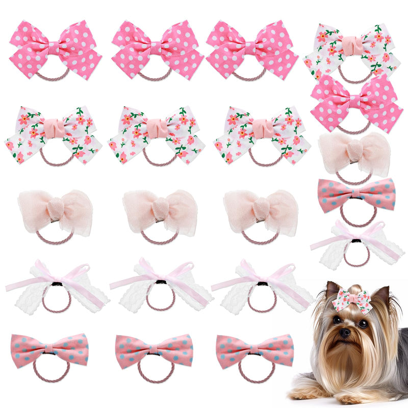 20 Pcs Dog Hair Bow Pink Dog Bows Small Size Dog,Cute Bowknot with Rubber Bands,Puppy Bows, Bowknot Top Knot Dog Hair Accessories(5 Styles) - BeesActive Australia