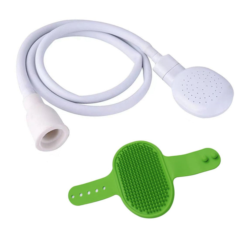 Spray Rubber Hose Attachment With Hose Clamp and Scrubber Brush,Portable Sink Hose Faucet Sprayer for Dog,Pets,Bathing Baby,Washing Hair,Rinsing Vegetables brush B - BeesActive Australia