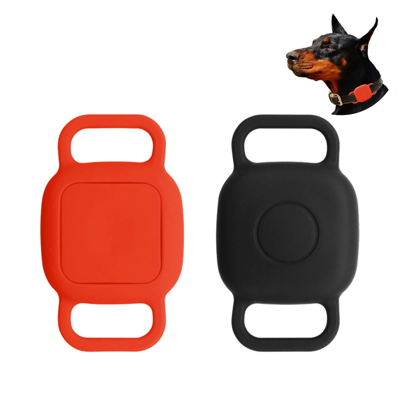 Silicone Dog Collar Holder for Tile Mate 2024 & 2022, 2 Pack Waterproof Protective Cover for Tile Tracker Pet Dog Cat (Black/Red) Black & Red - BeesActive Australia