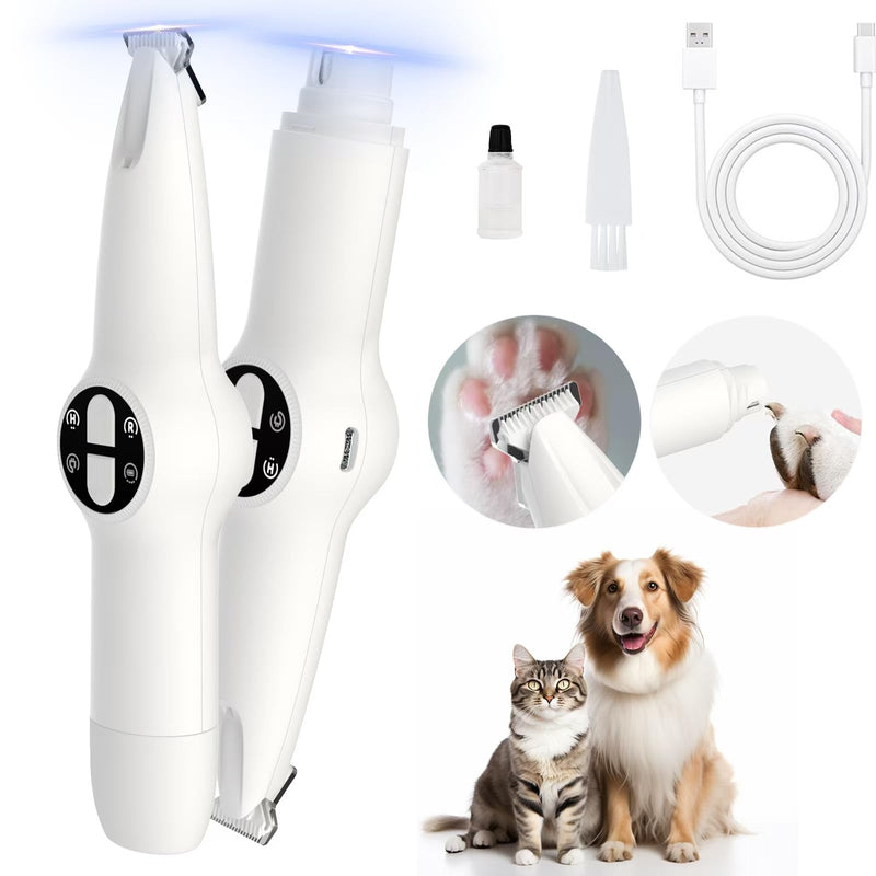 Dog Paw Trimmer with LED Light, Upgraded 2 in 1 Dog Grooming Kit, Cordless Dog Nail Trimmers Grinder with 3 Ports for Small Medium Large Dogs, Pet Micro Precision Electric Trimmer for Paws Eyes Ears - BeesActive Australia