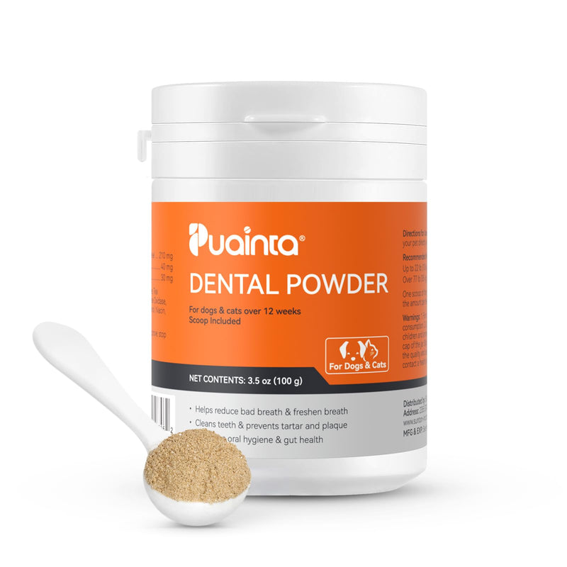 Dog Dental Powder, Dog Teeth Cleaning Powder for Teeth Cleaning Breath Freshener, Dental Powder for Dogs Teeth Cat Dog Dental Care Plaque Off Tartar Remover for Dogs & Cats, 100g - PawsPlanet Australia