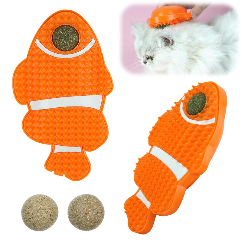 Aerbee 2 Pack Cat Toys Self-Grooming Cat Brush with 2 Catnip Balls & 2 Gall Fruit, Cat Self Grooming with Catnip Toys, Cat Face Scratchers, Cat self Groomer for Indoor Cats, Cat Corner Brush Wall - BeesActive Australia