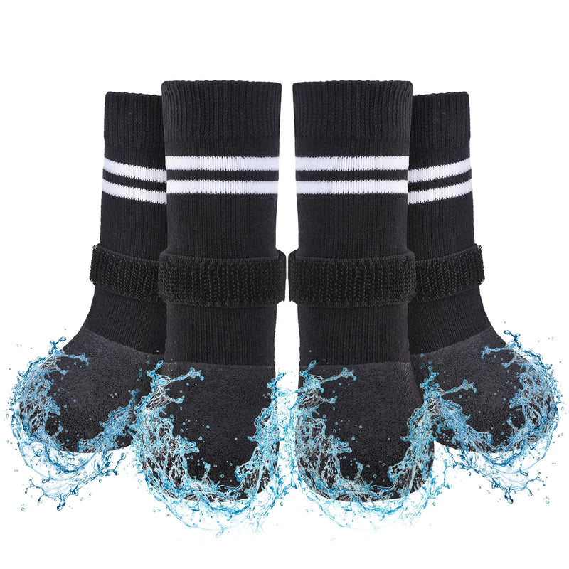 SCENEREAL Anti Slip Dog Boots & Paw Protectors for Hardwood Floor, Extended Dog Socks to Prevent Licking Paws, Waterproof Pet Snow Rain Shoe for Winter Medium Senior Dogs, Black M Medium(Paw width 2.04in/5.2cm) - BeesActive Australia