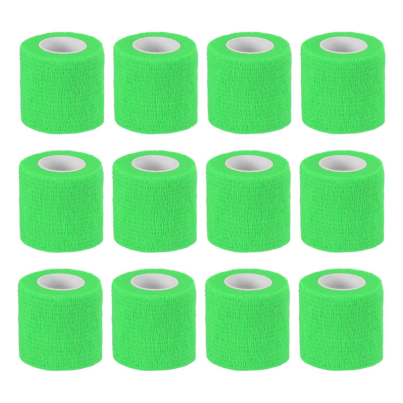 PATIKIL 2" x 177" Self Adhesive Bandage Wrap, 12 Pcs Elastic Self Breathable Self Adherent Wrap Tape for Stretch Athletic Sports Wrist Ankle Outdoor Tape, Bright Green - BeesActive Australia