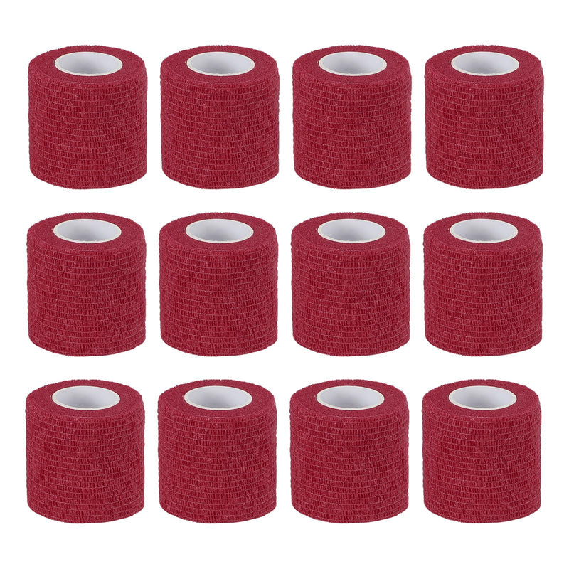 PATIKIL 2" x 177" Self Adhesive Bandage Wrap, 12 Pcs Elastic Self Breathable Self Adherent Wrap Tape for Stretch Athletic Sports Wrist Ankle Outdoor Tape, Dark Red - BeesActive Australia