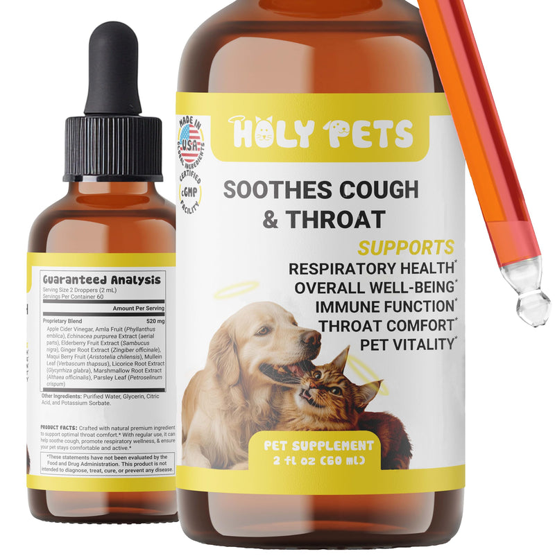 Cough Medicine for Dogs & Cats, Respiratory Infection Support - Sneezing Relief & Kennel Cough Treatment - Pet Asthma Support - Made with Natural Ingredients in The USA - PawsPlanet Australia