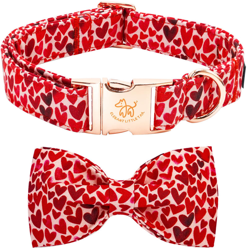 Elegant little tail Valentine's Day Dog Collar, Cute Red Heart Dog Collar with Bow for Medium Dogs, Female or Male Adjustable Cotton Pet Collar Holiday Puppy Collar for Small Medium Large Dogs Medium (Pack of 1) A: Red Heart - BeesActive Australia