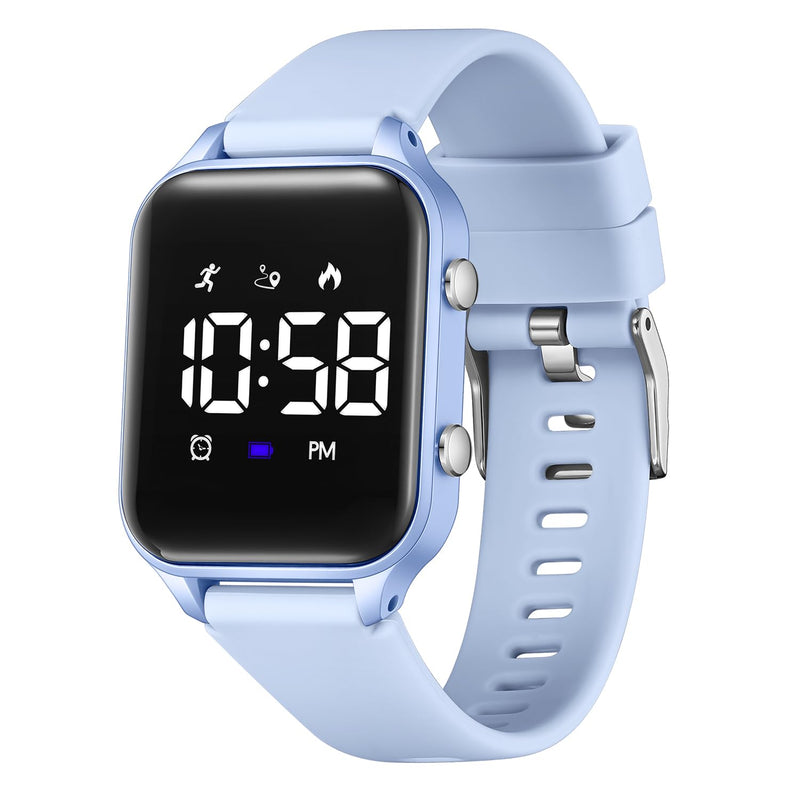 Kids Digital Watches for Boys Girls, Sports Watch with Fitness Tracker, Pedometer, Alarm Clocks, Stopwatch, No App Needed Waterproof Kids Watch, Gift for Teens Student Girls Boys Ages 5-14 L6615E-LightBlue