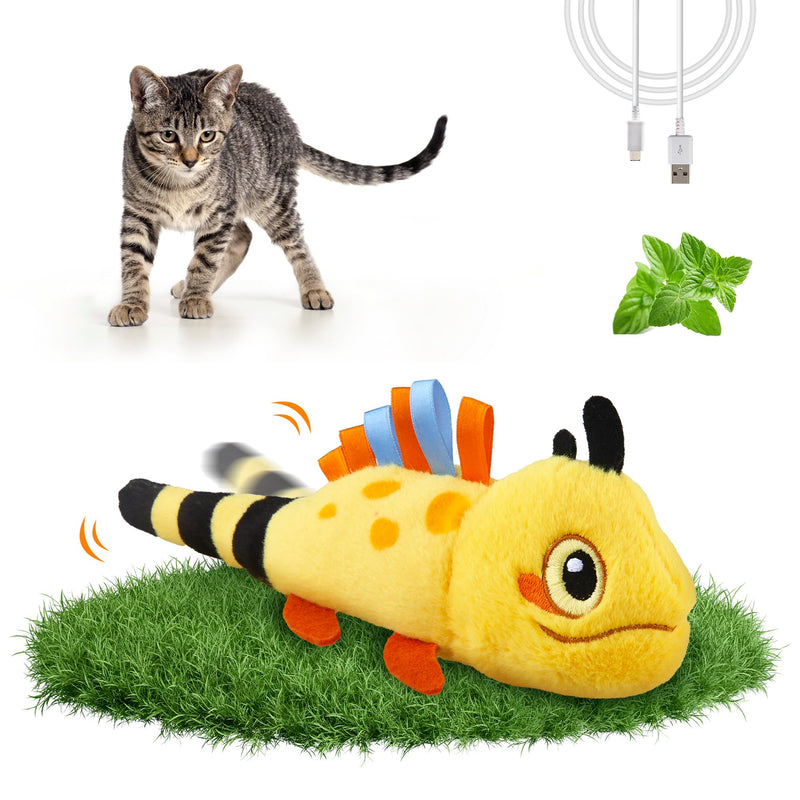 Gigwi Interactive Catnip Cat Toys, Electronic Flopping Toys Motion Activated, Automatic Moving Cat Toys for Indoor Cats, USB Rechargeable Cat Enrichment Toy Self Play for Hunting and Kicker, Lizard - BeesActive Australia