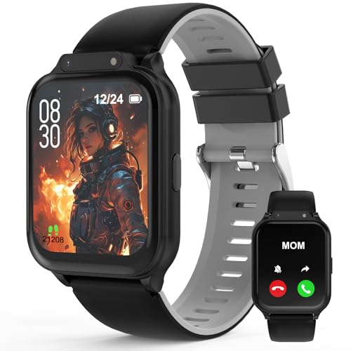Smart Watch for Kids 1.85" with Fitness Tracker, IP68 Waterproof Black Classic