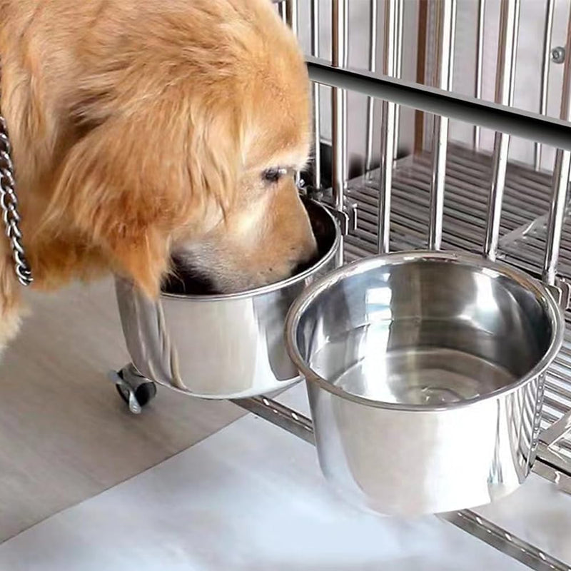 2 Pack Large Dog Water Food Bowls, Dog Crate Water Bowl No Spill, Water Bowl for Dog Crate Cage Accessories, Kennel Water Bowl Hanging, Stainless Steel Dog Bowls Dish Coop Cup for Large Medium Dog - BeesActive Australia