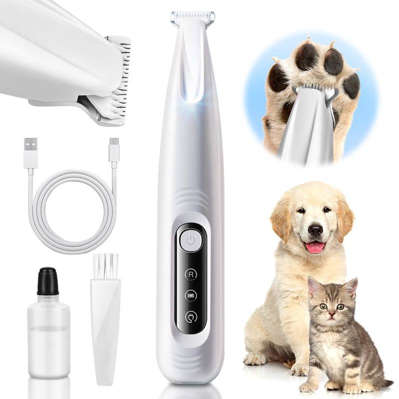 Dog Paw Trimmer with LED Light, Cat and Pet Paw Hair Trimmer for Grooming, Fur & Paw Shavers, Waterproof Trimmers for Face Ear Rump and Eyes, Clippers for Small or Large Dogs & Cats - BeesActive Australia