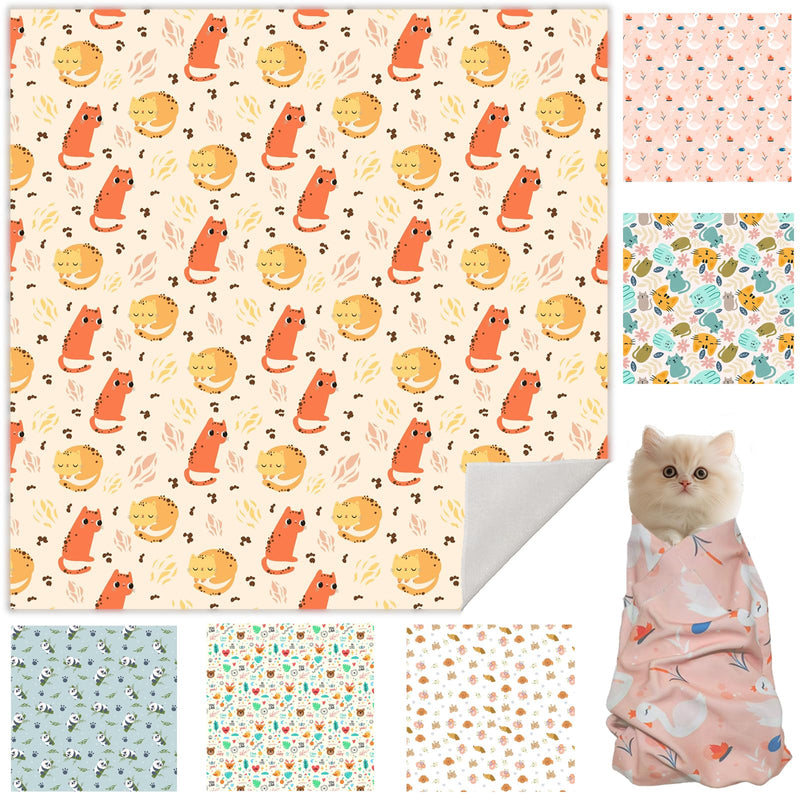 Cat Grooming Wrap, Cat Restraint Wrap for Nail Clipping, Self-Adherent Fabric Wrap for Cats, Anti-Scratch, Anti-Escape, Multifunctional Swaddle Wrap Pet Tool (Orange Kitten, Large) Large (11.1lbs) Orange Kitten - BeesActive Australia