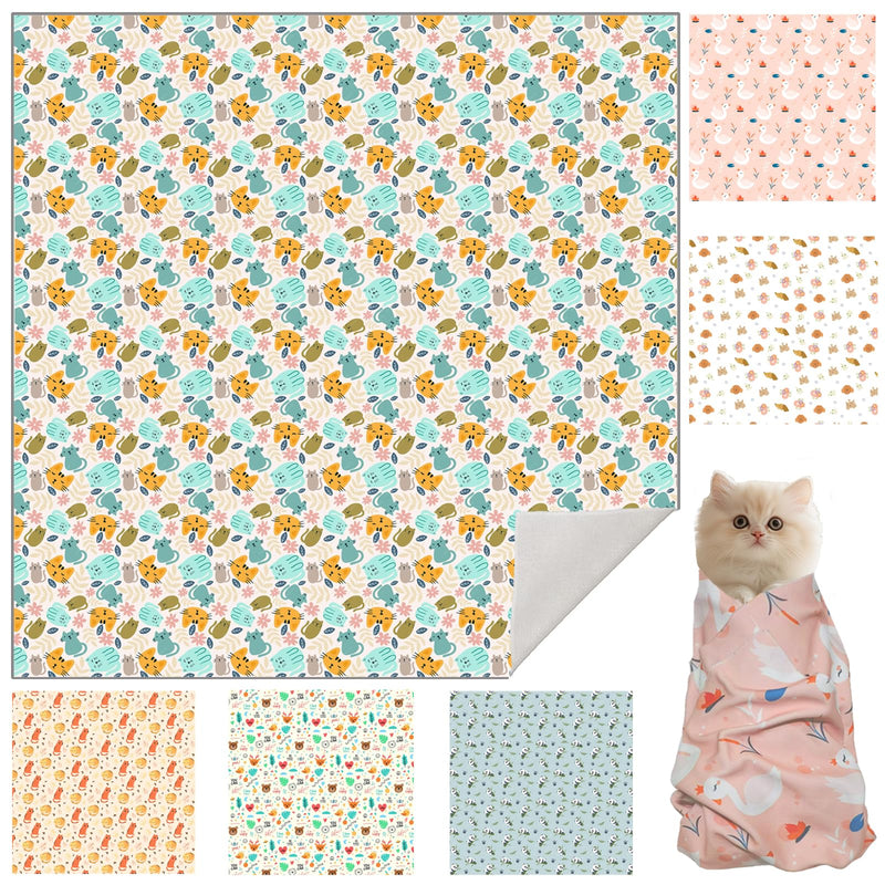 Cat Grooming Wrap, Cat Restraint Wrap for Nail Clipping, Self-Adherent Fabric Wrap for Cats, Anti-Scratch, Anti-Escape, Multifunctional Swaddle Wrap Pet Tool (Green Kitten, Large) Large (11.1lbs) Green Kitten - BeesActive Australia