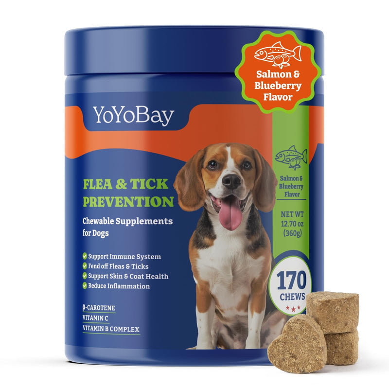 Flea and Tick Prevention for Dogs Chewable - 170 Soft Chews, Salmon & Blueberry Flavor - Dog Flea and Tick Treatment Chewable, Natural Defense- Dog Immune Support Supplement - BeesActive Australia