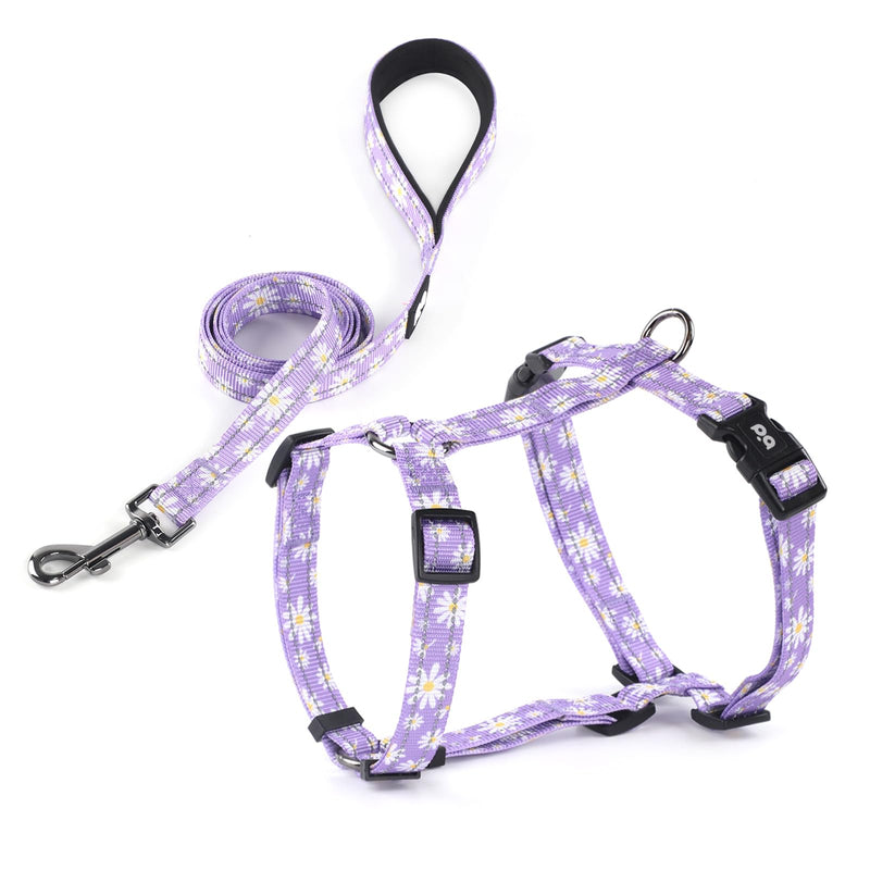 Dog Harness Leash Set, No Pull Adjustable Halter Cute Comfort Padded Handle for Medium Sized Large Small Dogs Walking Training Running with Reflective（Small,Purple） Purple - BeesActive Australia